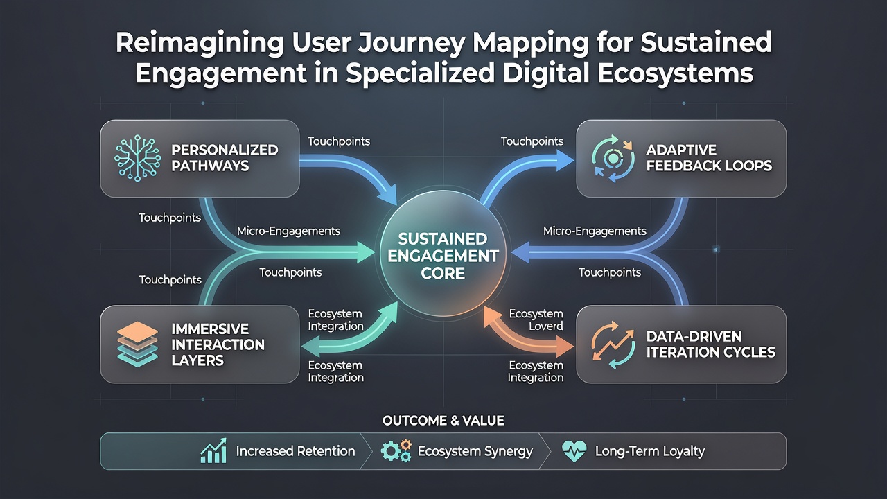 Diagram illustrating behavioral data clusters overlaid on a user journey map within a specialized digital ecosystem